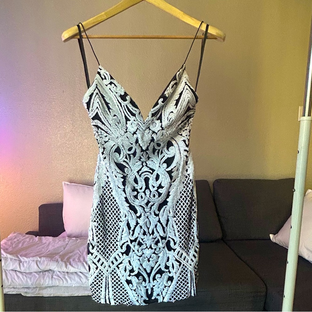 Black and White Beaded dress 😍